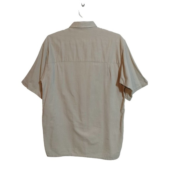 Bachrach beige button front short sleeve shirt men size Large Tall 100% Cotton - Picture 2 of 5